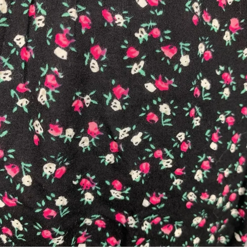 Forever 21 Mini Dress Short Sleeve Black Multicolor Floral Print Size S